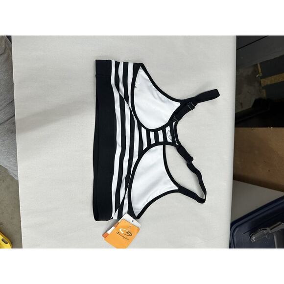 Champion C9 Fitness Sports bra Support Adjustable Straps Black And White - Picture 2 of 8